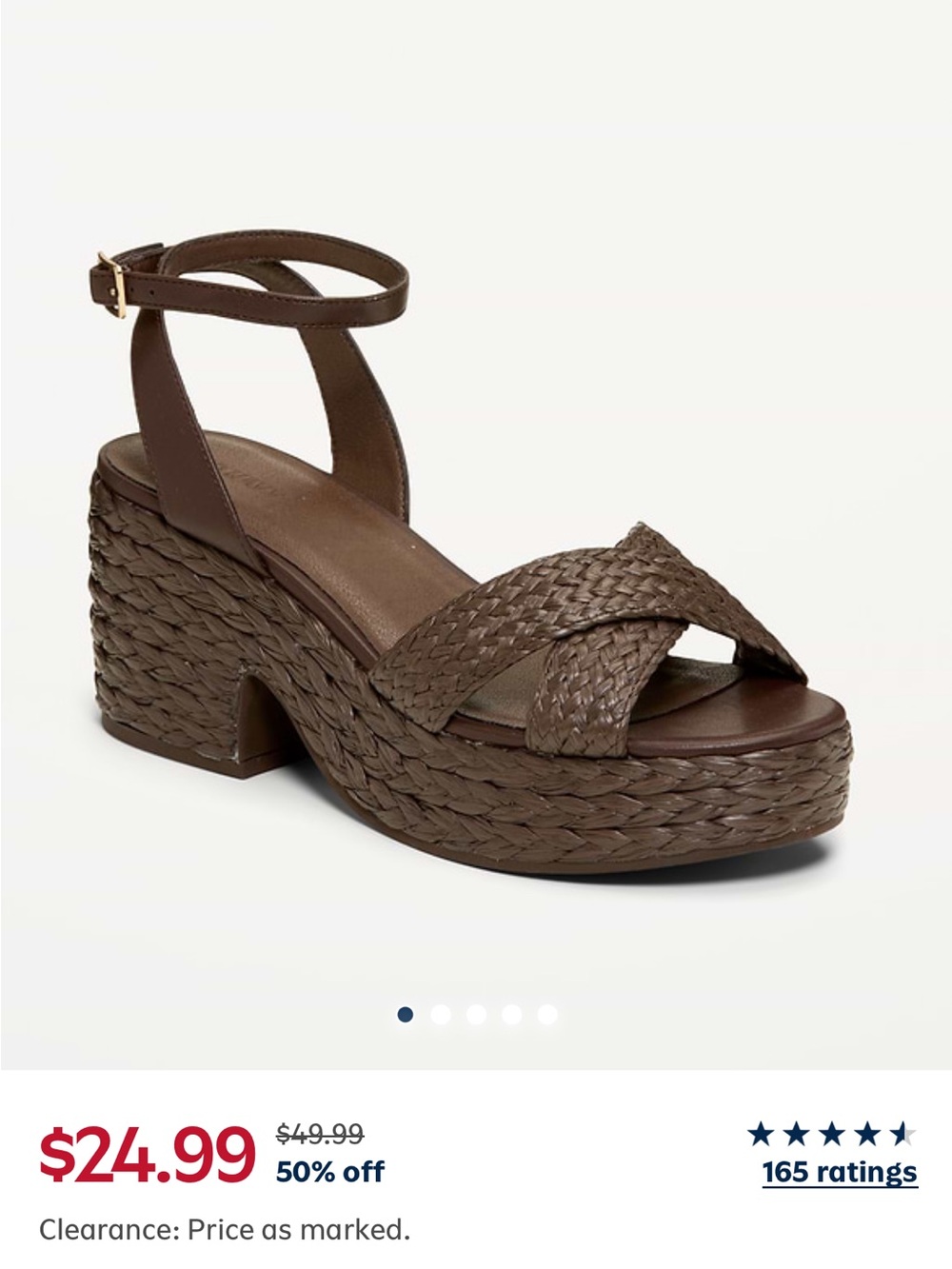 NWOT Old Navy Brown Woven Platform Sandal with Ankle Strap